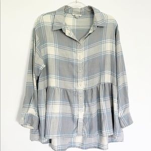 American Eagle Outfitters Gray Plaid Blouse